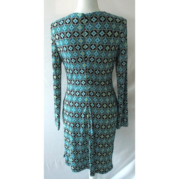 Calvin Klein Women's Multi Color Long Sleeve Stretch Zip Back Dress Size 10 - Picture 5 of 9